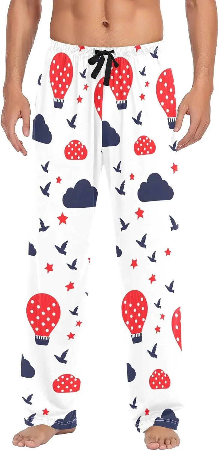 Hot Air Balloon Bird Men's Pajama Pants Lightweight Sleepwear Bottom Lounge Pants