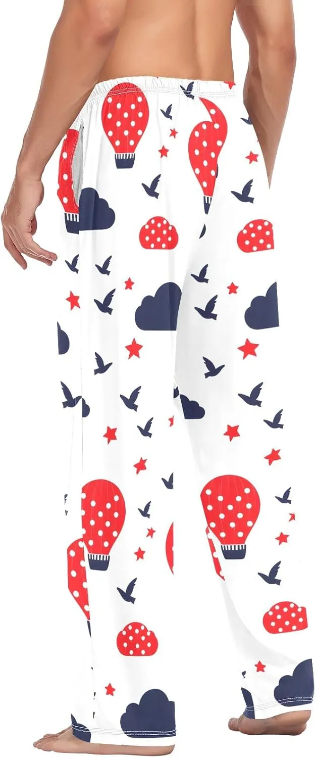 Hot Air Balloon Bird Men's Pajama Pants Lightweight Sleepwear Bottom Lounge Pants