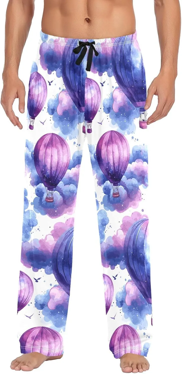 Hot Air Balloon Bird Q Men's Pajama Pants Lightweight Sleepwear Bottom Lounge Pants