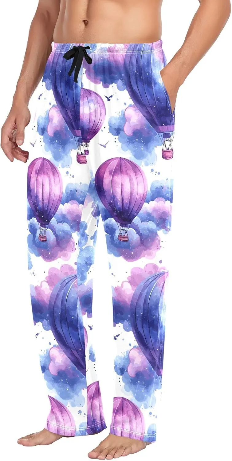 Hot Air Balloon Bird Q Men's Pajama Pants Lightweight Sleepwear Bottom Lounge Pants