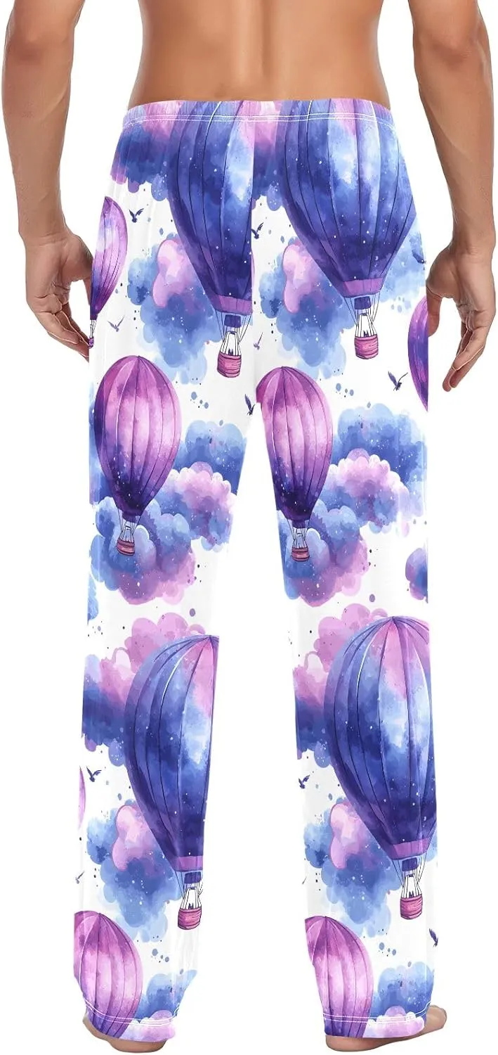 Hot Air Balloon Bird Q Men's Pajama Pants Lightweight Sleepwear Bottom Lounge Pants