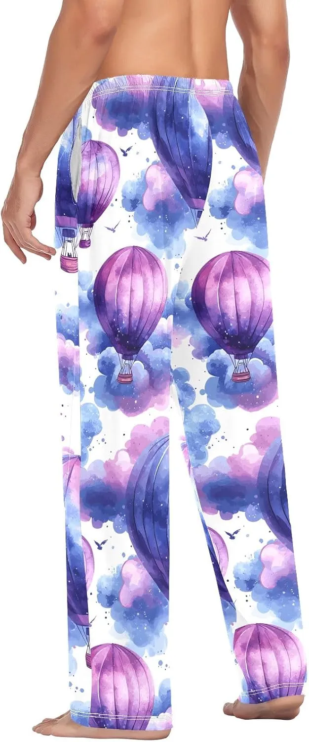 Hot Air Balloon Bird Q Men's Pajama Pants Lightweight Sleepwear Bottom Lounge Pants