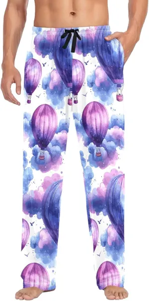 Hot Air Balloon Bird Q Men's Pajama Pants Lightweight Sleepwear Bottom Lounge Pants