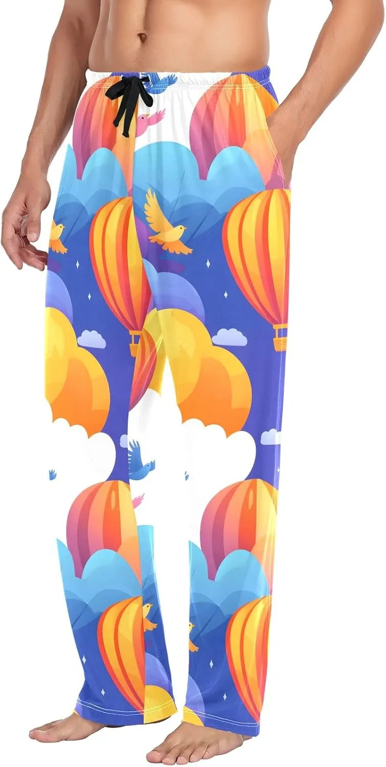 Hot Air Balloon Colorful Men's Pajama Pants Lightweight Sleepwear Bottom Lounge Pants
