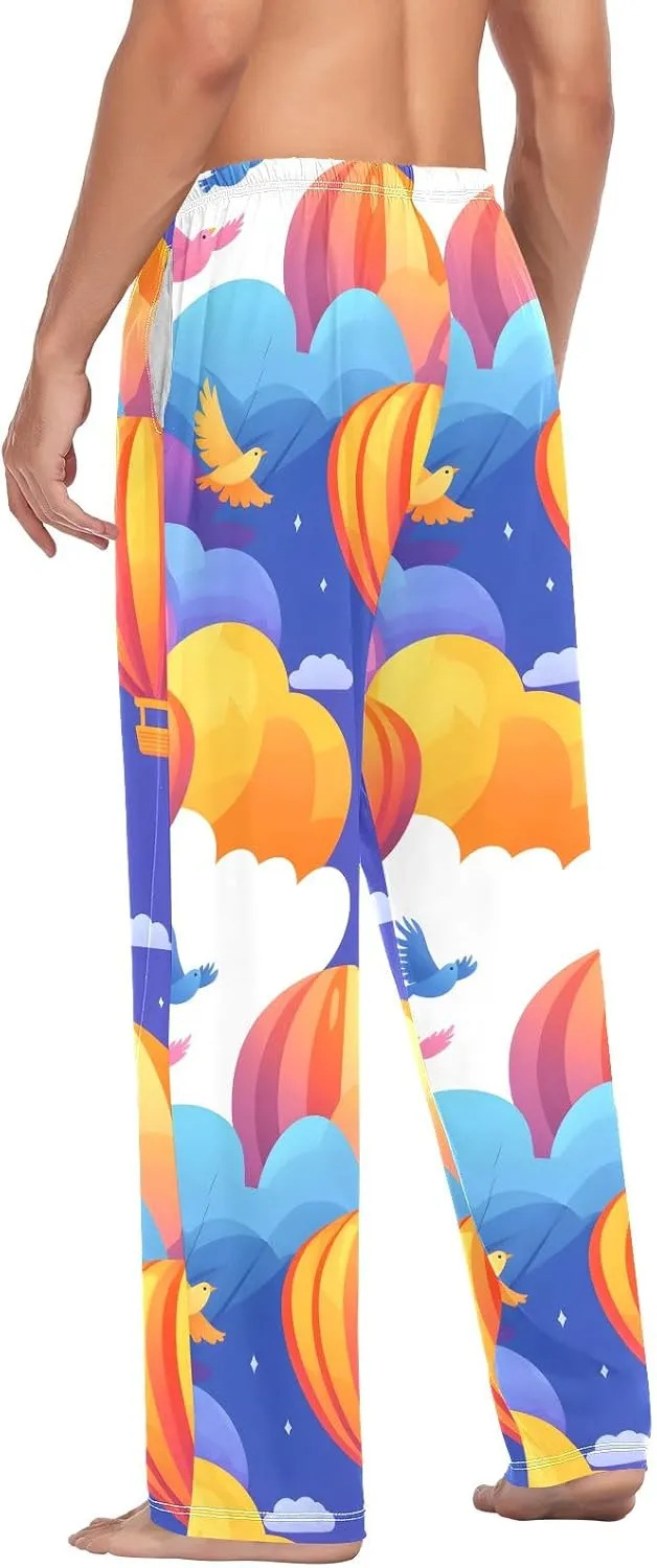 Hot Air Balloon Colorful Men's Pajama Pants Lightweight Sleepwear Bottom Lounge Pants