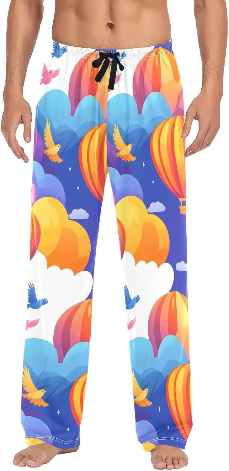 Hot Air Balloon Colorful Men's Pajama Pants Lightweight Sleepwear Bottom Lounge Pants