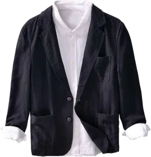 Icegrey Men's Casual Blazer Jacket Regular Fit Polyester Linen Sports Coat Turn-Down Collar Suit Jackets Two Button