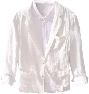Icegrey Men's Casual Blazer Jacket Regular Fit Polyester Linen Sports Coat Turn-Down Collar Suit Jackets Two Button