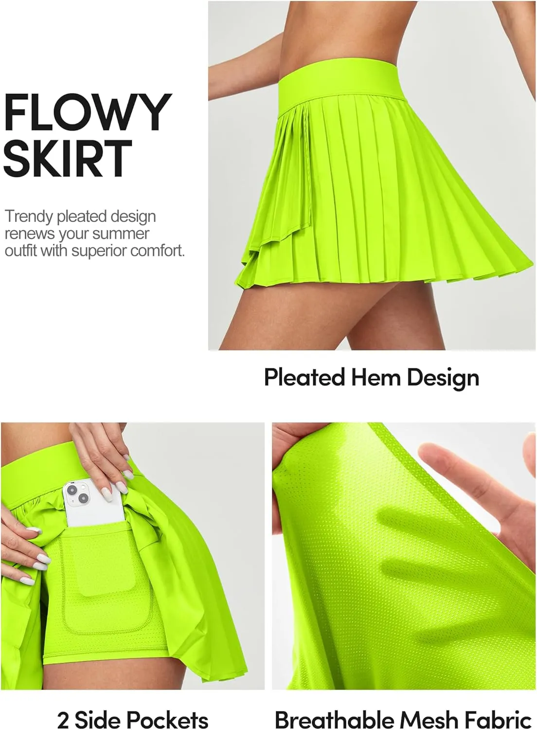 IUGA Tennis Skirt Pleated Skirts for Women with Pockets High Waisted Athletic Skirt Skorts for Woman Workout Golf Skort