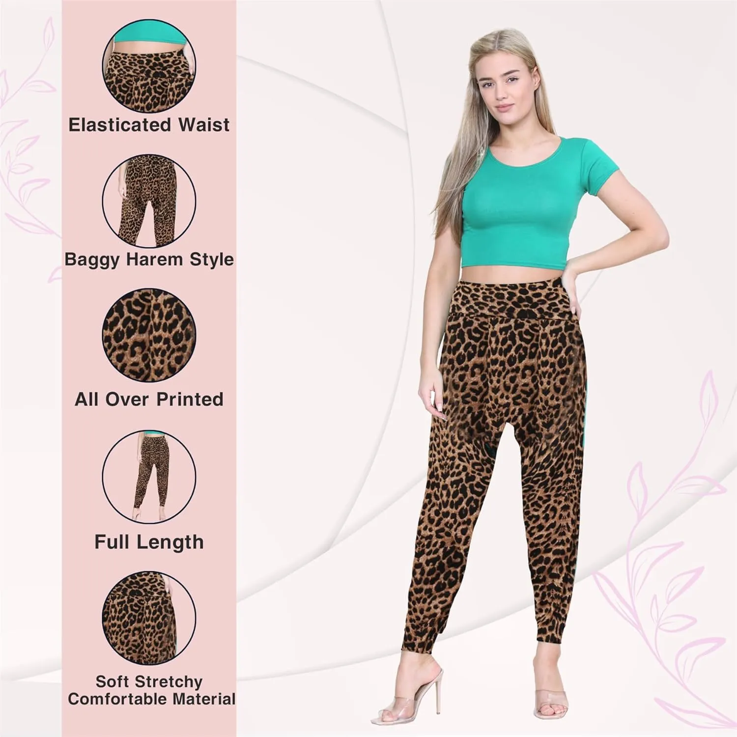 Janisramone Women Printed Alibaba Hareem Trouser | Trendy Harem Pants for Women - Causal & Lightweight Boho Pants for Women