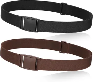 JASGOOD No Show Women Stretch Belt Invisible Elastic Web Strap Belt with Flat Buckle for Jeans Pants Dresses