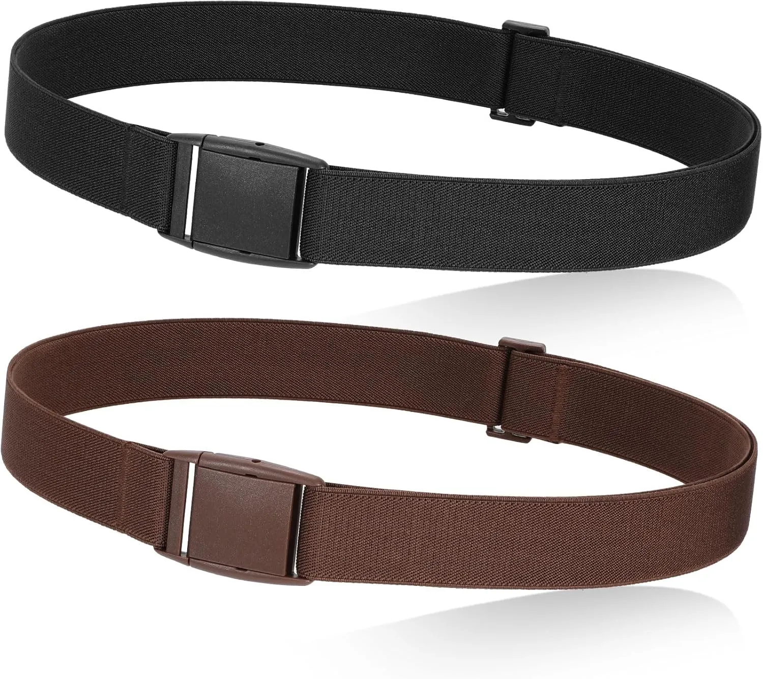 JASGOOD No Show Women Stretch Belt Invisible Elastic Web Strap Belt with Flat Buckle for Jeans Pants Dresses