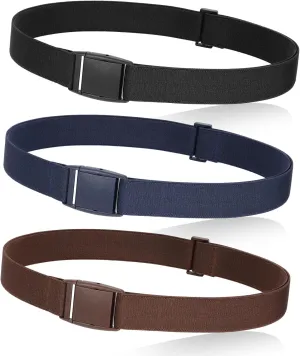 JASGOOD No Show Women Stretch Belt Invisible Elastic Web Strap Belt with Flat Buckle for Jeans Pants Dresses