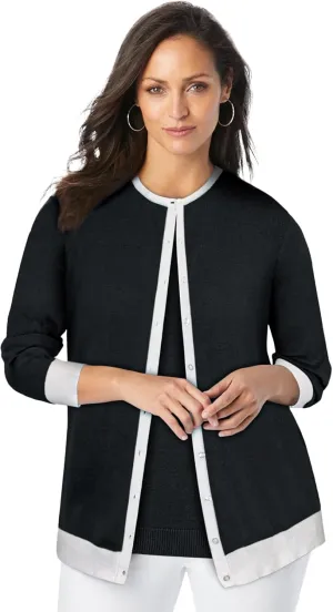 Jessica London Women's Plus Size Fine Gauge Cardigan