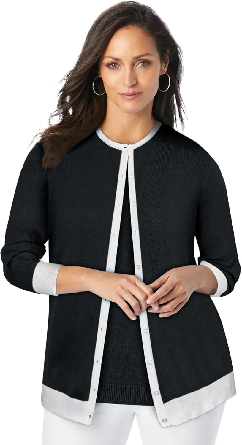 Jessica London Women's Plus Size Fine Gauge Cardigan
