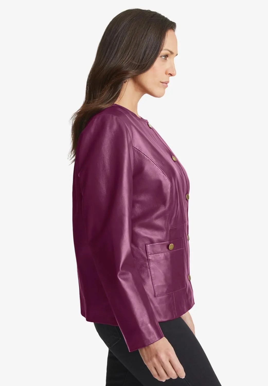 Jessica London Women's Plus Size Leather Lady Jacket