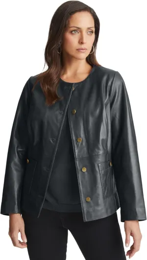Jessica London Women's Plus Size Leather Lady Jacket