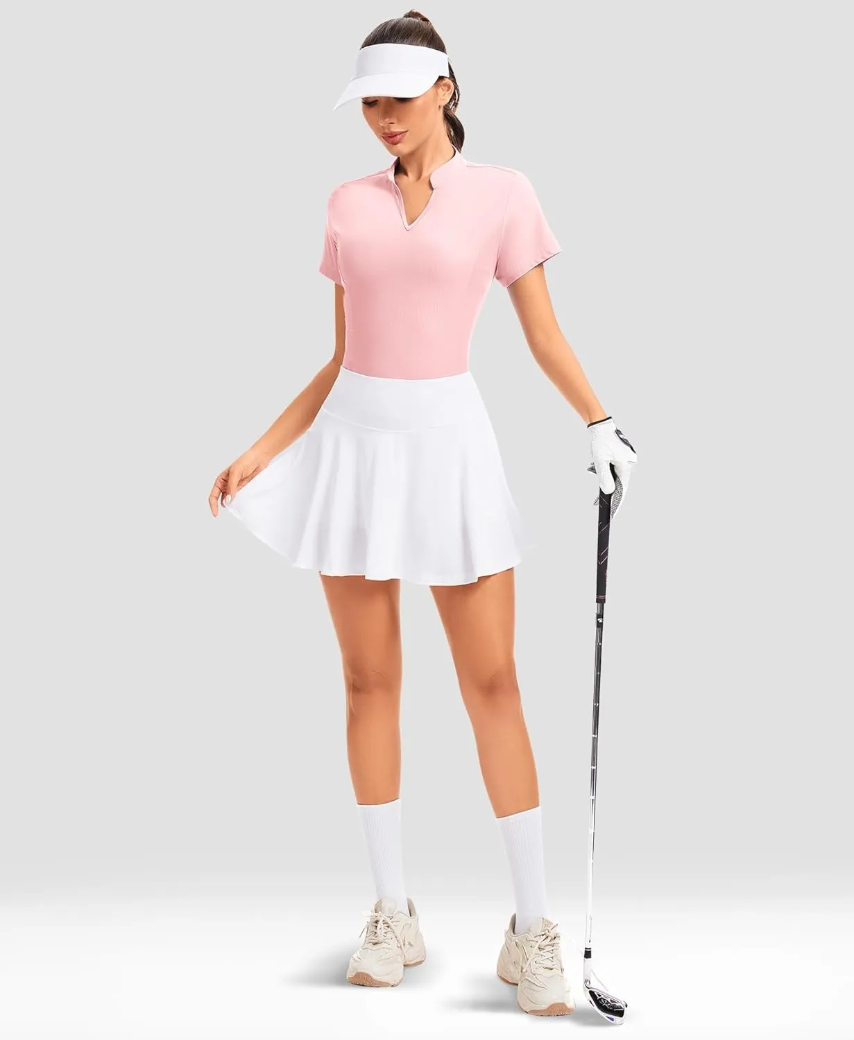 JoyGirl Women Golf Polo Shirts UPF 50  Short Sleeve Athletic T Shirts V Neck Quick Dry Tennis Tops for Women