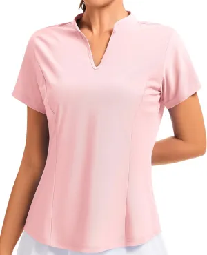 JoyGirl Women Golf Polo Shirts UPF 50  Short Sleeve Athletic T Shirts V Neck Quick Dry Tennis Tops for Women