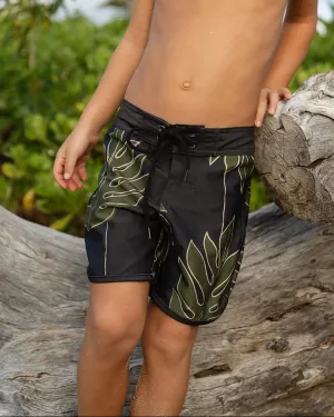 Kaikanialea Boys Boardies | Stretchy & Adjustable Waistband, Quick-Drying | Made from Regenerated Ocean Waste | Ullu Eleele