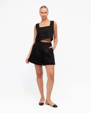Kara Linen Shorts - Black