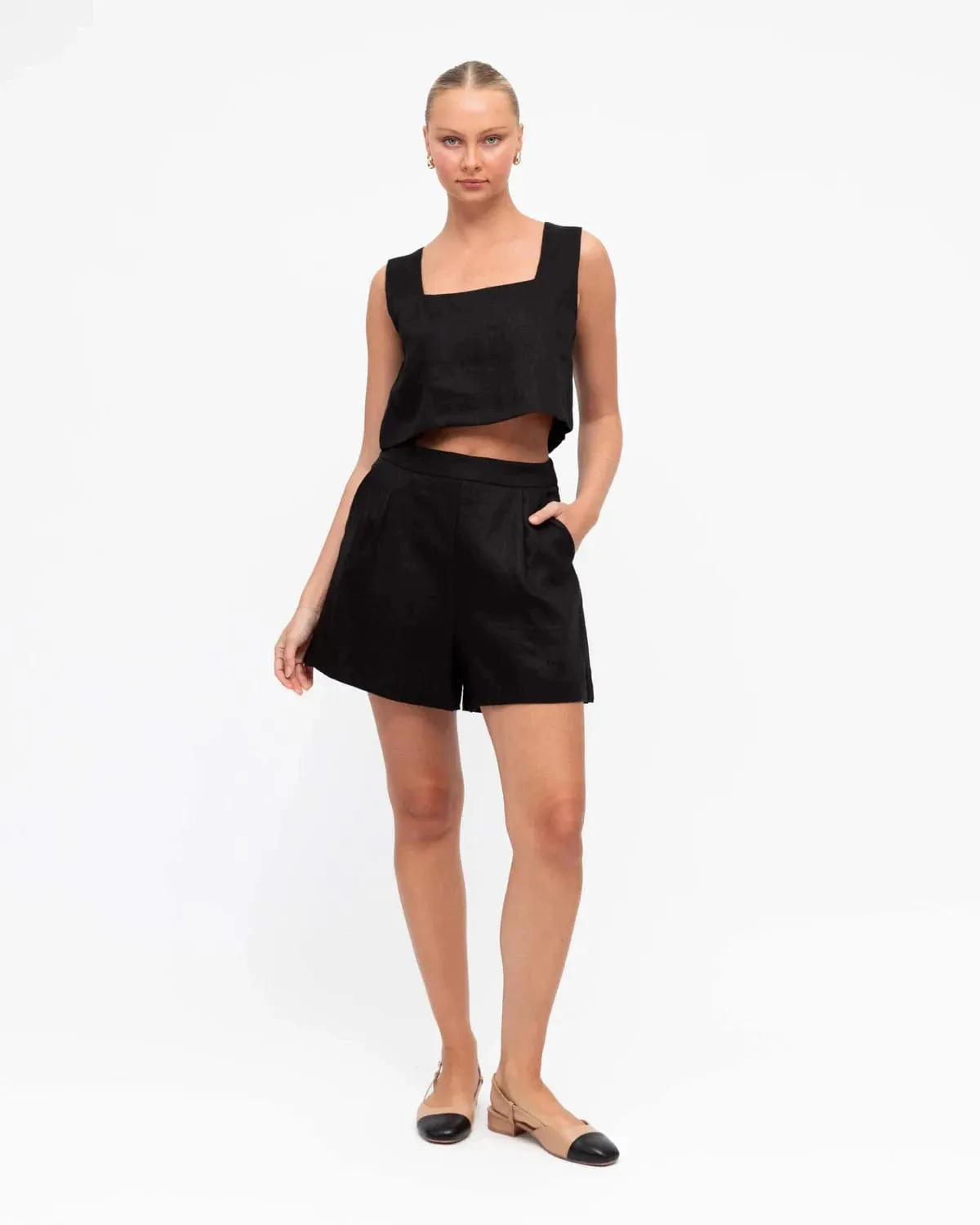 Kara Linen Shorts - Black