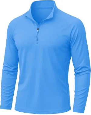 KEFITEVD Long Sleeve Shirts for Mens UPF 50  1/4 Zip Pullover Shirts Outdoor Cooling Athletic Shirt Swim Summer Rash Guard
