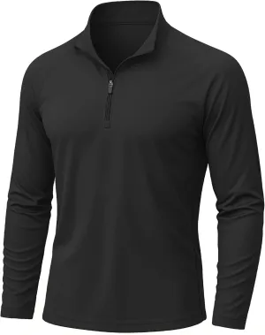 KEFITEVD Long Sleeve Shirts for Mens UPF 50  1/4 Zip Pullover Shirts Outdoor Cooling Athletic Shirt Swim Summer Rash Guard