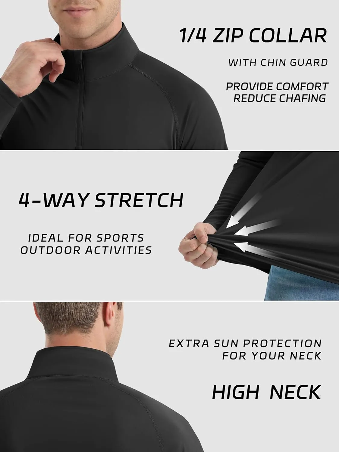 KEFITEVD Long Sleeve Shirts for Mens UPF 50  1/4 Zip Pullover Shirts Outdoor Cooling Athletic Shirt Swim Summer Rash Guard