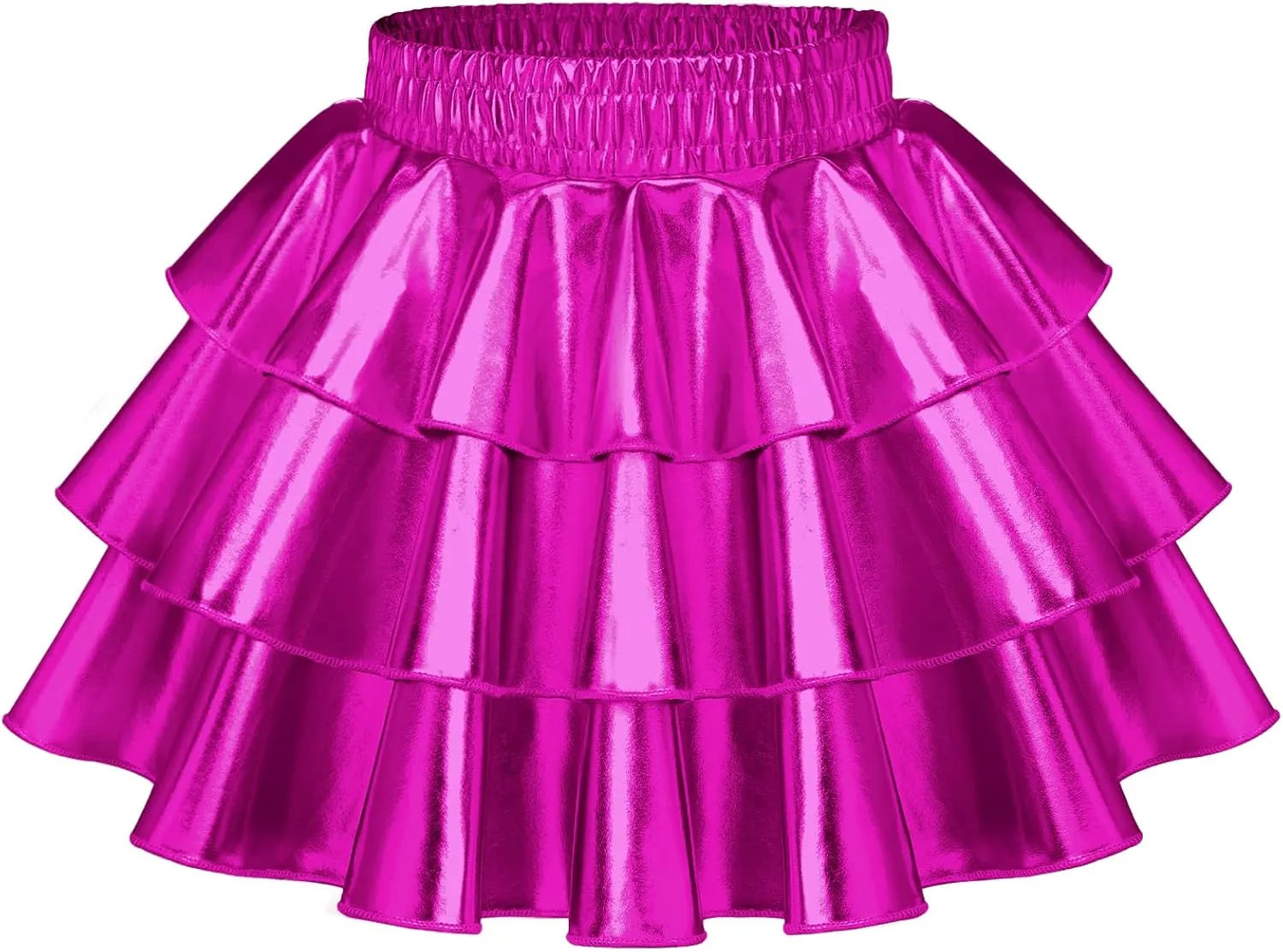 KEREDA Girls Metallic Skirt 3-Layer Ruffle Kids Sparkly Skirt for Girls 6-14 Y
