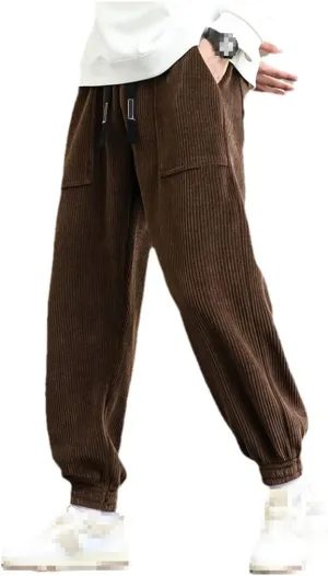 keusyoi Autumn Winter Corduroy Sweatpants Men Baggy Joggers Fashion Streetwear Loose Casual Harem Pants Plus Size