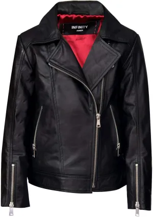 Kids Jackets Girls Designer's 100% Leather Jacket Zip Up Biker Coats (1-13Years)