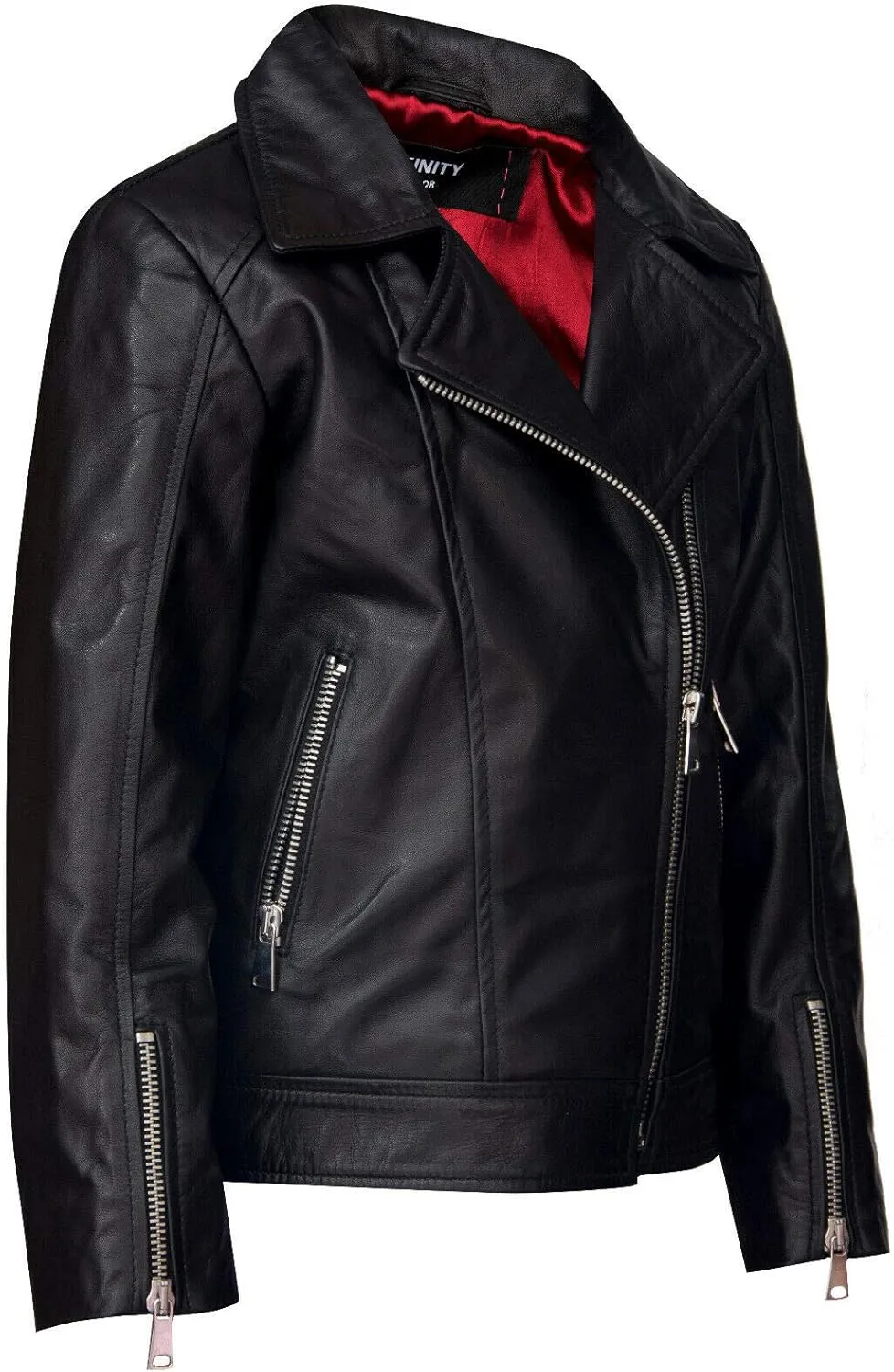 Kids Jackets Girls Designer's 100% Leather Jacket Zip Up Biker Coats (1-13Years)