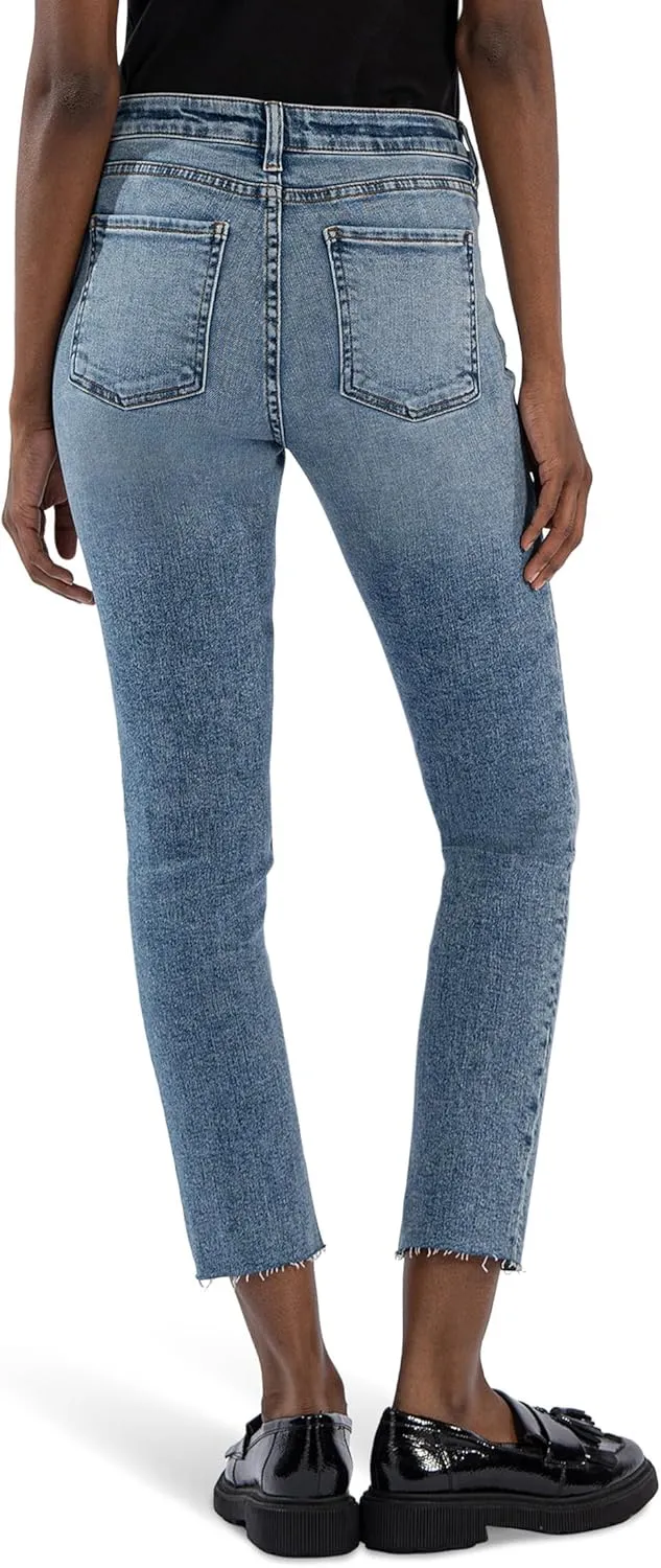 KUT from the Kloth Reese High Rise Fab Ab Ankle Straight Raw Hem