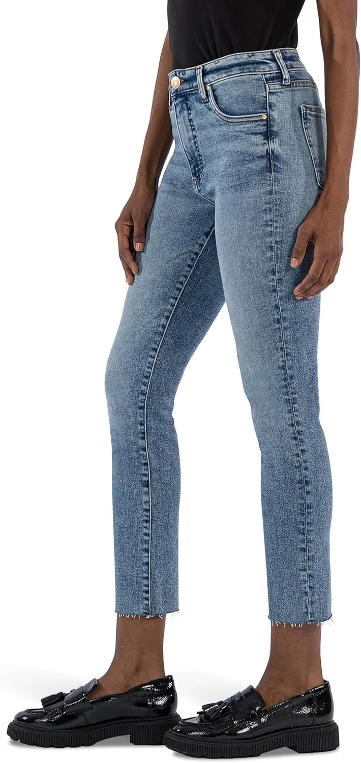KUT from the Kloth Reese High Rise Fab Ab Ankle Straight Raw Hem