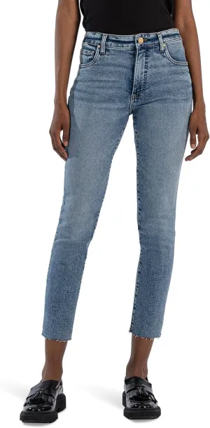 KUT from the Kloth Reese High Rise Fab Ab Ankle Straight Raw Hem
