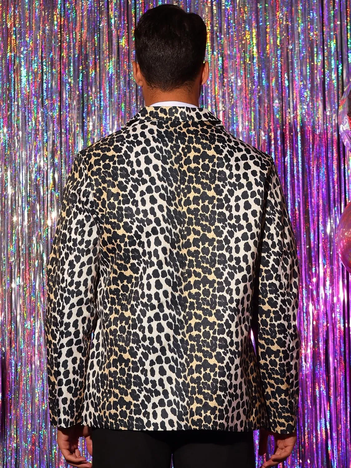 Lars Amadeus Animal Printed Blazer for Men's Vintage Slim Fit One Button Party Sports Coats