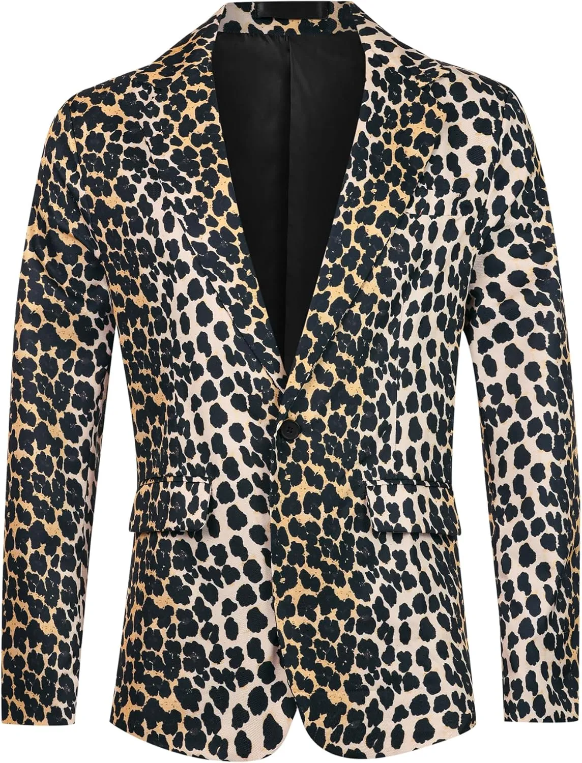 Lars Amadeus Animal Printed Blazer for Men's Vintage Slim Fit One Button Party Sports Coats