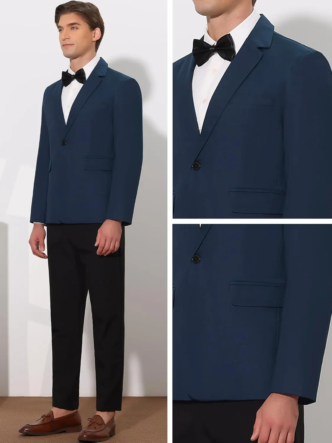Lars Amadeus Solid Color Business Blazer for Men's One Button Notched Lapel Sports Coat Suit Jackets