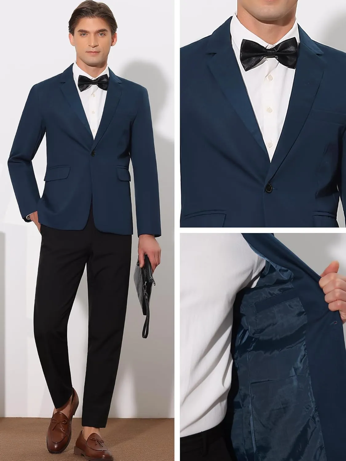 Lars Amadeus Solid Color Business Blazer for Men's One Button Notched Lapel Sports Coat Suit Jackets