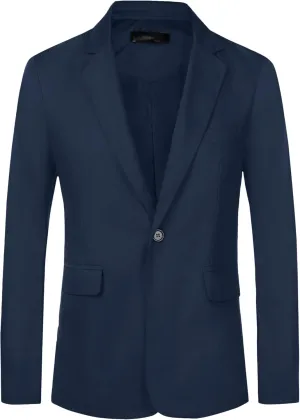 Lars Amadeus Solid Color Business Blazer for Men's One Button Notched Lapel Sports Coat Suit Jackets