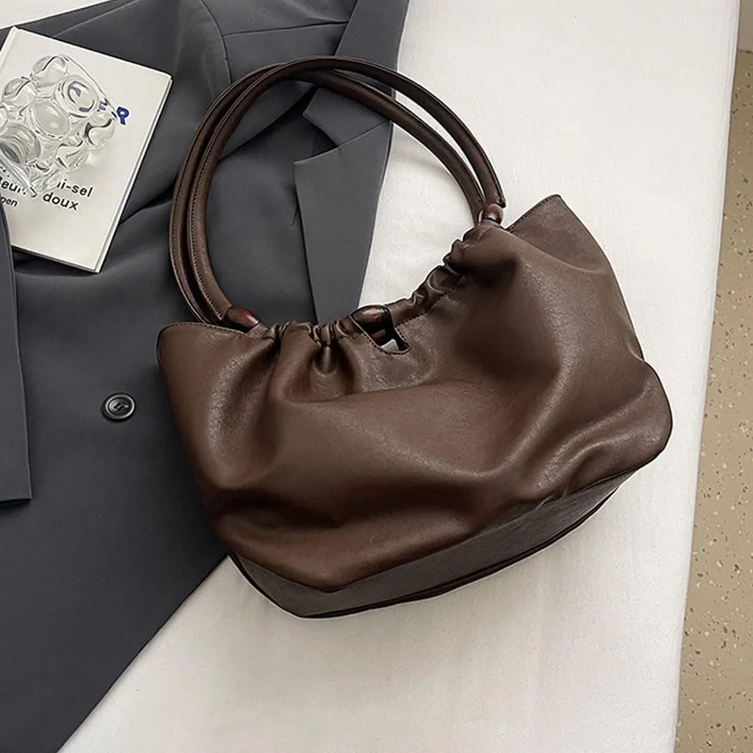 Leather Tote Bag for Women Handbag Soft Slouchy Hobo Bag Shoulder Purses Bucket Bag Trendy Satchel Bag Work Bag