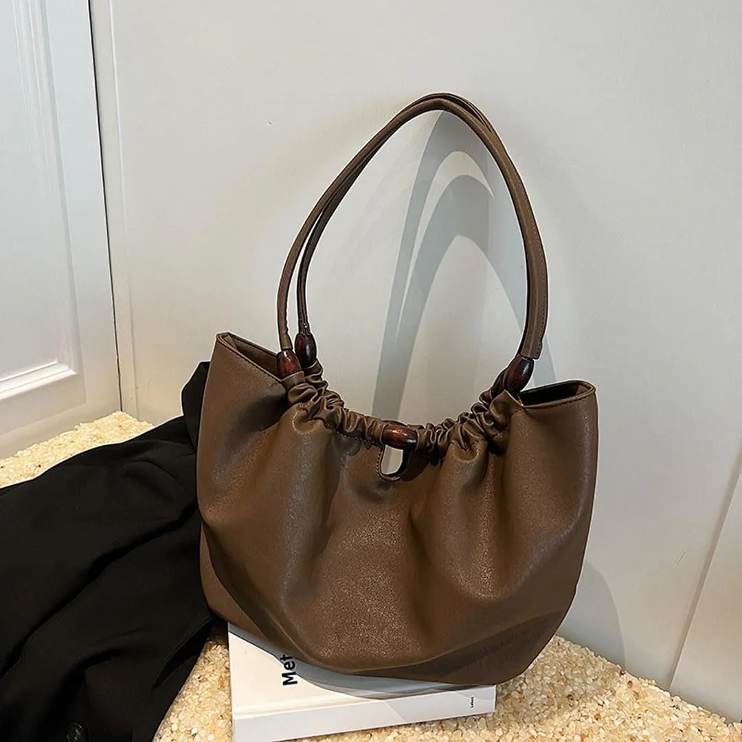 Leather Tote Bag for Women Handbag Soft Slouchy Hobo Bag Shoulder Purses Bucket Bag Trendy Satchel Bag Work Bag