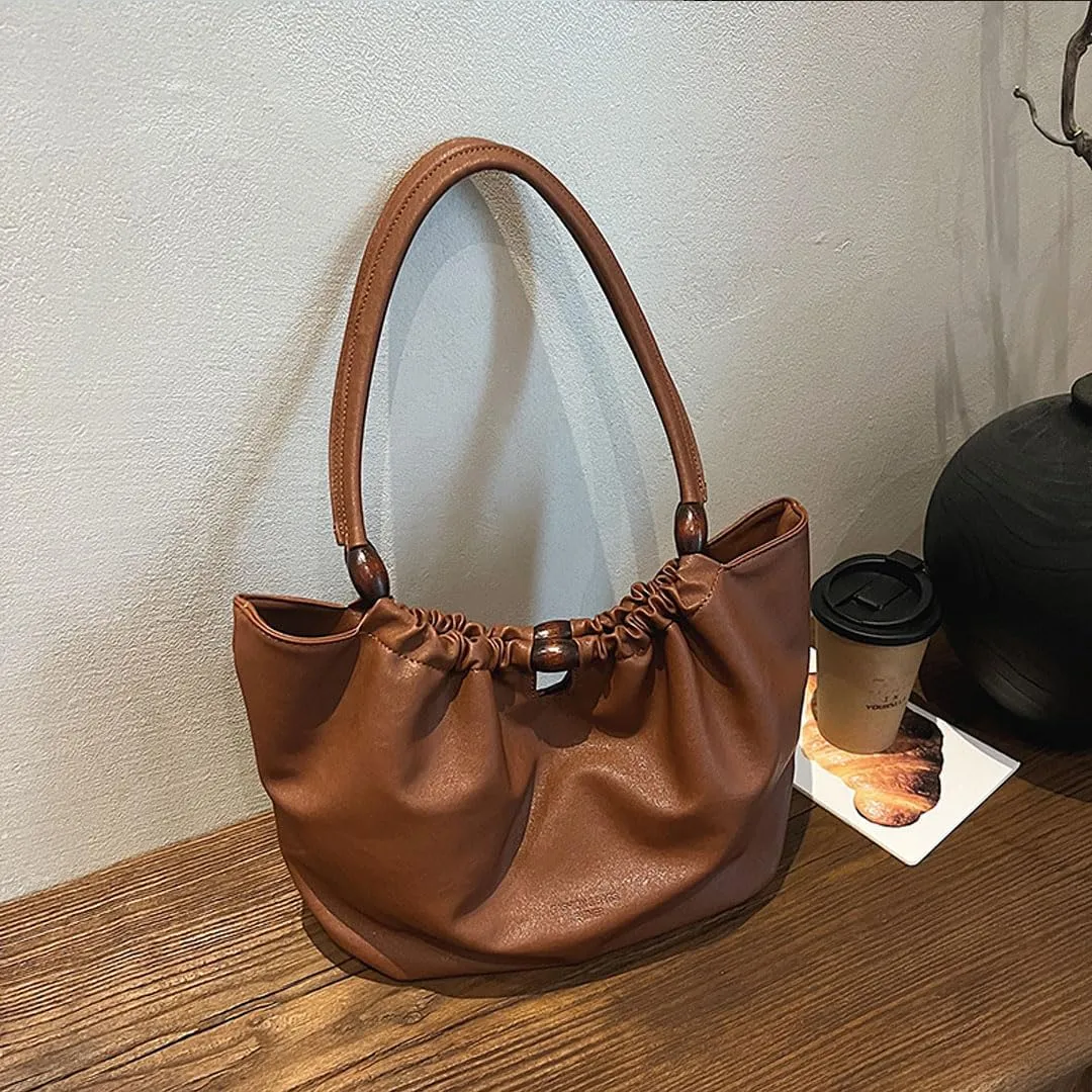 Leather Tote Bag for Women Handbag Soft Slouchy Hobo Bag Shoulder Purses Bucket Bag Trendy Satchel Bag Work Bag