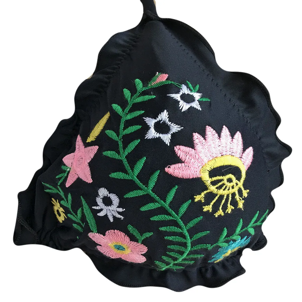 Linda Embroidered Floral Triangle Bikini