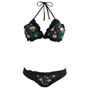 Linda Embroidered Floral Triangle Bikini