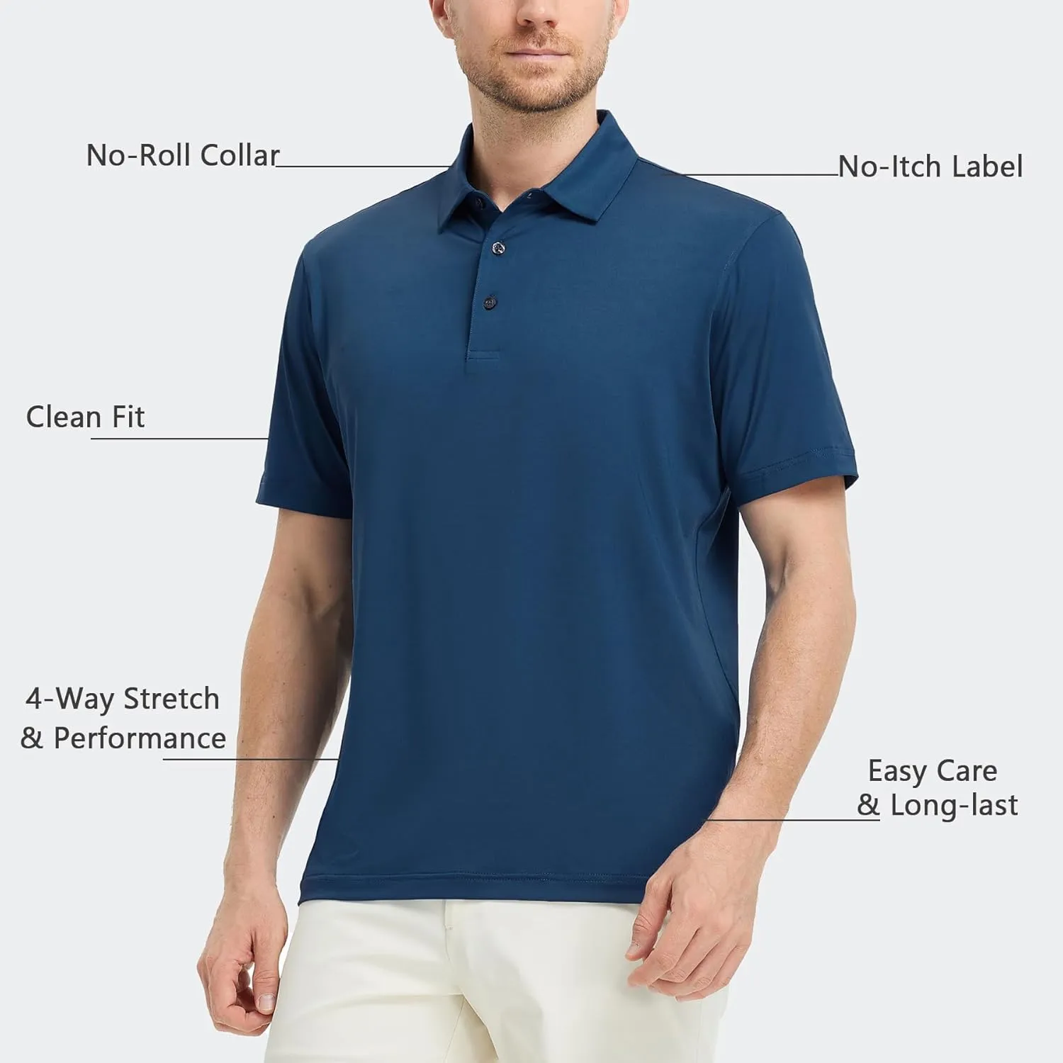 M MAELREG Golf Shirts for Men Dry Fit Moisture Wicking Performance Solid Collared Casual Mens Polo Shirts Short Sleeve