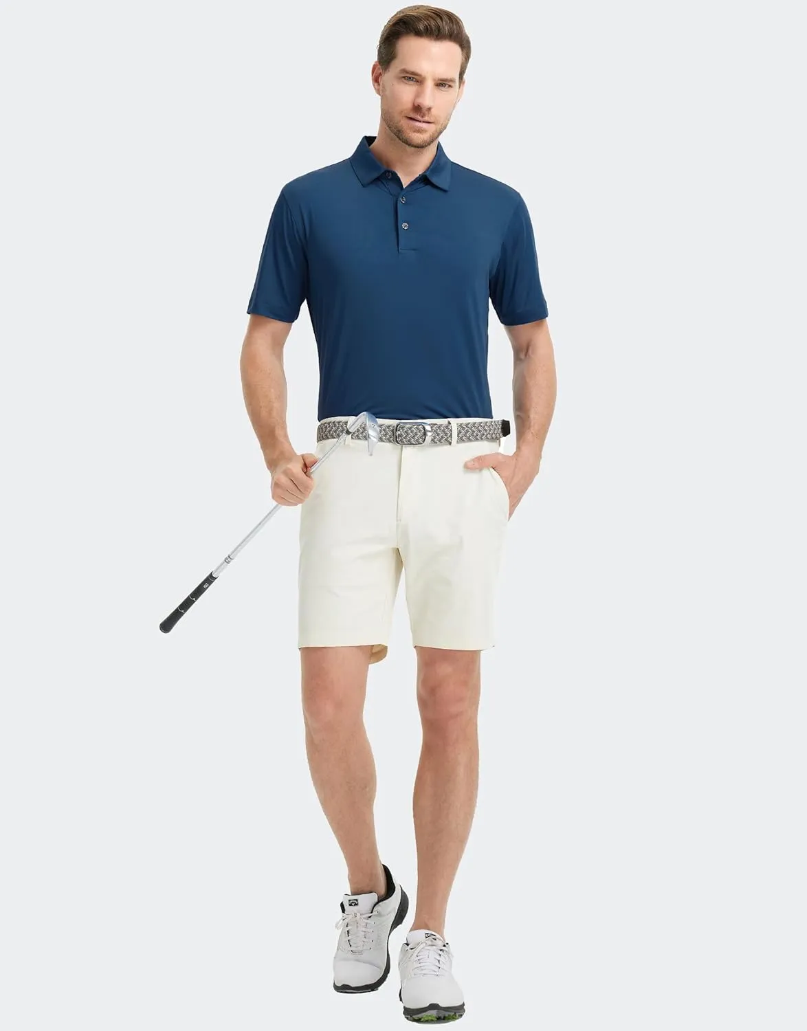 M MAELREG Golf Shirts for Men Dry Fit Moisture Wicking Performance Solid Collared Casual Mens Polo Shirts Short Sleeve