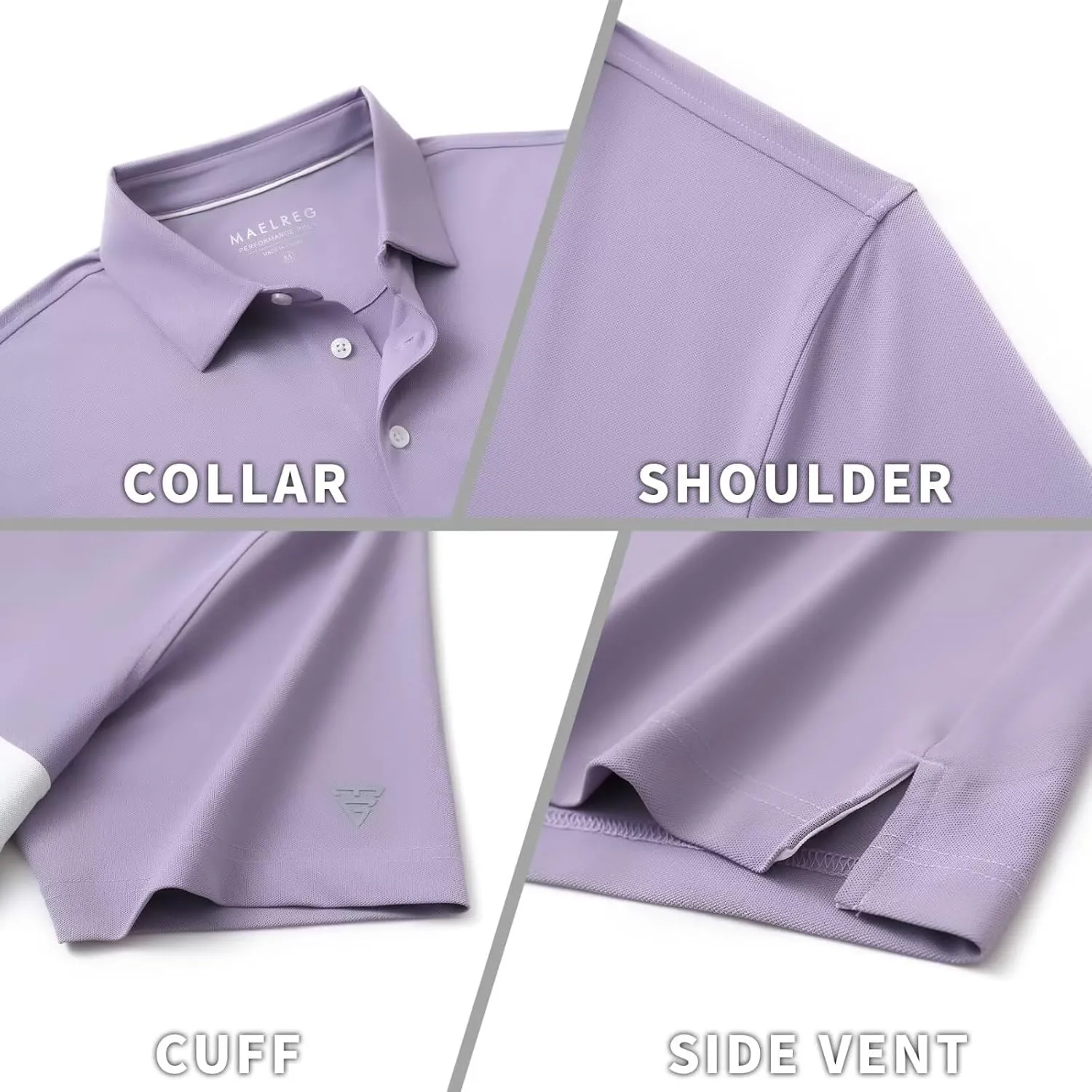 M MAELREG Golf Shirts for Men Short Sleeve Performance Dry Fit Lightweight Moisture Wicking Pique Casual Men's Polo Shirts