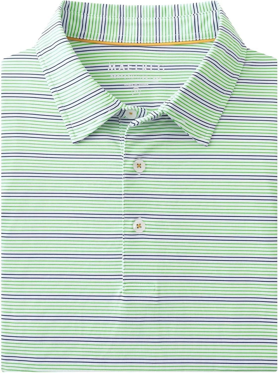 M MAELREG Mens Golf Shirts Dry Fit Moisture Wicking Performance Sports Short Sleeve Striped Collared Polo Shirts for Men